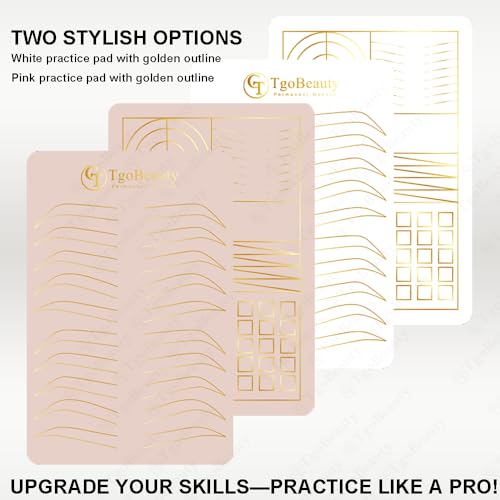 Silicone Eyebrow Practice Skin Double Sides Permanent Makeup Microblading Practice Fake Skins for Tattoo Beginners and Artists (2pcs Pink Pad with Golden Outline)
