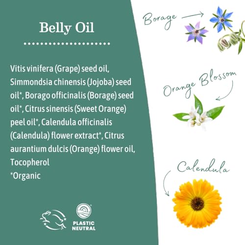 Earth Mama Belly Oil for Dry Skin | Calendula Skin Care Moisturizer Oil to Encourage Natural Elasticity and Help Prevent Stretch Marks During Pregnancy and Postpartum, 4-Fluid Ounce (3-Pack)