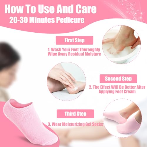 Moisturizing Silicone Socks for Dry Cracked Feet - 2 Pairs