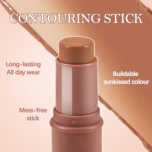 Boobeen Cream Contour Stick 0.35 oz - Blendable Matte Bronzer for Face, Long-Lasting & Sweatproof, Includes Variation #07