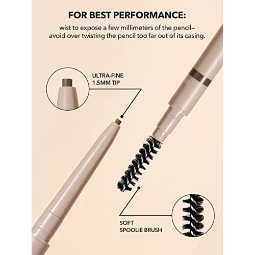 SHEGLAM Insta-Fill Eyebrow Pencil Long Lasting Non-Sticky Sweatproof Matte Eye Brow Pen Makeup - Ash Brown (Pack of 2)