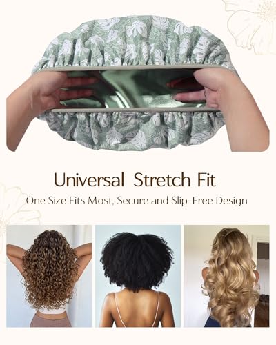 Satin Lined Shower Cap for Women | Frizz Free Hair Protection