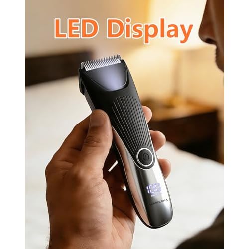 Body Hair Trimmer, LED Display, 6500 RPM Motor Manscaper for Men, 3 Adjustable Combs, USB & Dock Charging, IPX7 Waterproof Body Hair Groomers, Wet or Dry Use for Groin/Legs/Chest
