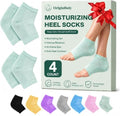 Green Moisturizing Cotton Heel Socks for Cracked Feet, Deep Hydration, 2 Pairs