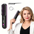 Cordless Hair Straightener Brush with LED Display, Fast Heating
