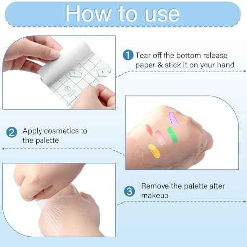 200 Pieces Makeup Hand Palette Single Use Waterproof Makeup Mixing Palette Disposable Foundation Mixing Tray Adhesive Artist Cosmetic Tape for Women(2.36 x 2.36 Inch)