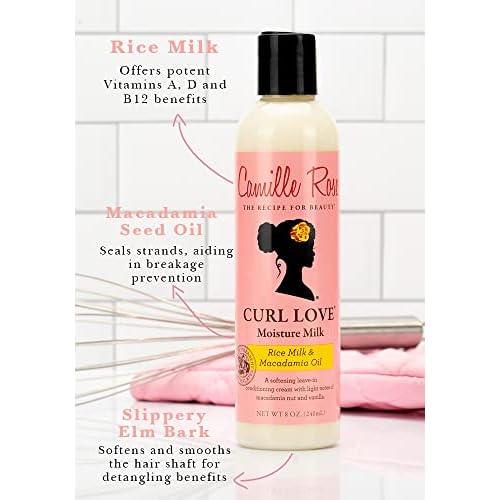 Camille Rose Leave-In Conditioner,Curl Love Moisture Milk ? Curly Hair Moisture,Detangler,Frizz Control,8 Fl Oz,(Pack of 2)