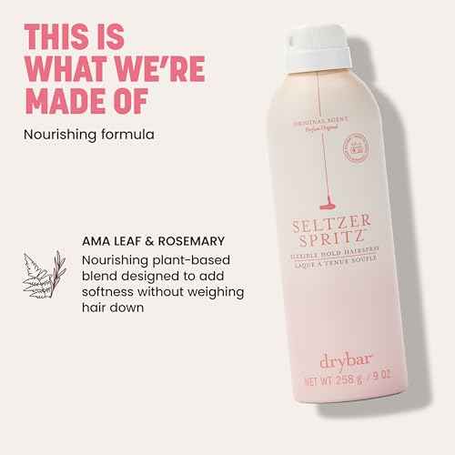 Drybar Seltzer Spritz Flexible Hold Hairspray | Holds Style for 8 Hours* with Touchable Finish, Adds Softness, Ultrafine Mist Diffuser for Even, Quick Drying Application, Vegan & Cruelty Free