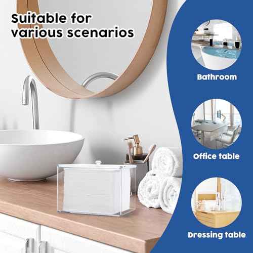 Rainmae Disposable Face Towel Holder with Lids, Disposable Face Towel Holder Bin, Face Napkins Storage Case, Custom Made for Clean Skin Club Face Towels Holder for Home and Makeup Organization