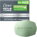 Dove Men+Care Soap Bar, Extra Fresh Scent 36-Pack ? Hydrating 3-in-1 Body, Hand, and Face Cleanser for Men, 2.6 Oz Ea