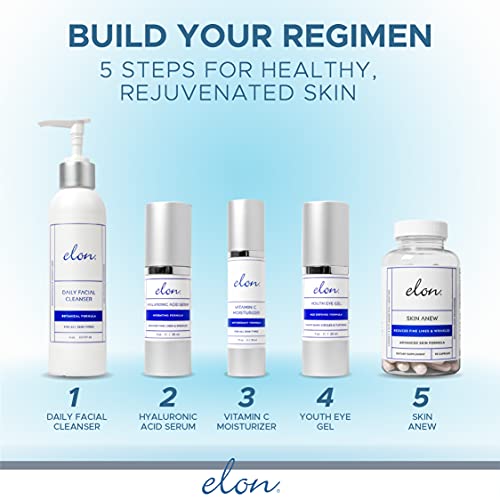 Elon Daily Facial Moisturizer for Women - Hyaluronic Acid Moisturizer w/Coconut Oil & Jojoba Oil ? Reduce Signs of Fine Lines & Wrinkles - Suitable for All Skin Types (1.7 Oz)