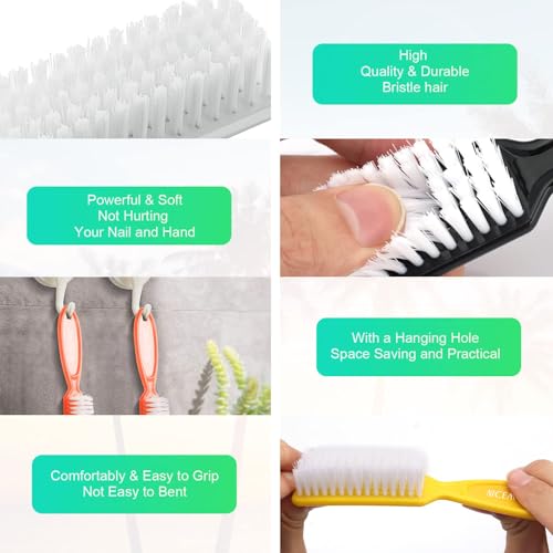 10 Pcs Nail Brush Set - Compact Handle Grip Manicure Tools