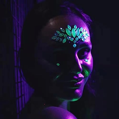 Face Gems 4 Sheet Face Jewels Stick on Rhinestones Stickers Luminous Crystal Face Stickers Gemstones Temporary Tattoo Gifts for Women Carnival Music Festival Party Rave Accessories (Luminous)