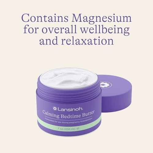 Lansinoh Magnesium Bedtime Butter Body Lotion for Pregnant Moms, Calm Magnesium Lotion for Aching Muscles, Lotion for Women & Soothing Massage, Promote Relaxation, Help Ease Cramps, 7 oz.