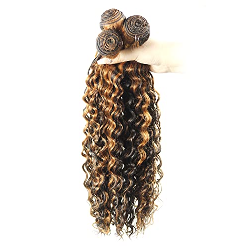 30 32 34 Inch Kinky Curly Hair Bundles Ombre Brown