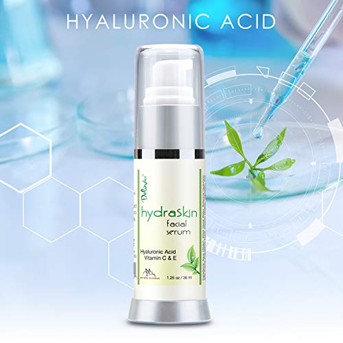 Deluvia Vitamin C Serum for Face, Hyaluronic Acid Facial Serum, Hydrating Serum with Moisturizing Vitamin E & Organic Aloe Vera for Sensitive and Dry Skin
