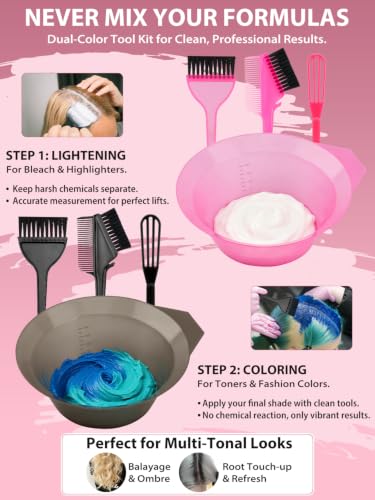 YOOVR 24-Piece Hair Dye Kit with Dual-Color Brushes & Bowls