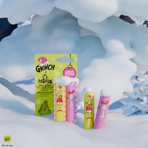 Dr. PawPaw The Grinch Set - Peach Pink and Original - Natural Lip Balm with Aloe Vera - Gluten Free Lip Moisturizer to Soften and Hydrate - 2 pc