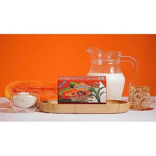 ASANTEE Papaya & Rice Milk with Honey Cleansing Soap 125 Grams (6-Pack)