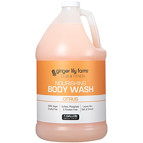 Ginger Lily Farms Club & Fitness Shampoo + Conditioner + Body Wash Bundle, Citrus, 1 Gallon Each