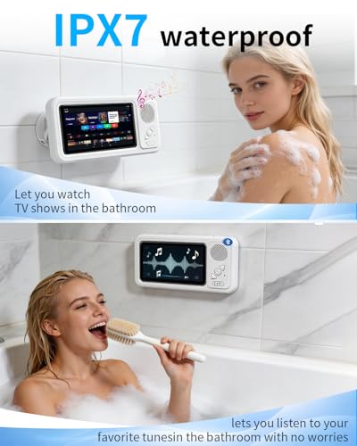 Waterproof Shower Phone Holder with Bluetooth Speaker
