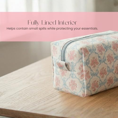 Travel Makeup Organizer Pouch - Water Resistant Vegan Leather