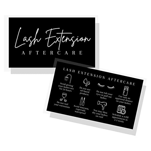 Lash Aftercare Extension Cards | 50 Pack | Eyelash False 2 x 3.5¡± inches Symbols 2-3 Week Refill Instructions Minimalist White and Black How to Care for Your Extensions lash Artists Hand to customers