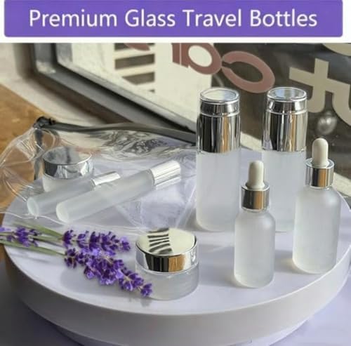 Glass Travel Bottles TSA Approved 8-Piece Set, Refillable Containers