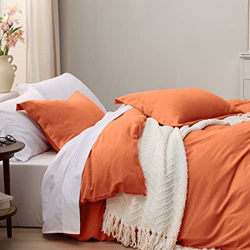 Bedsure Burnt Orange Twin Duvet Cover Set - Soft Prewashed Duvet Cover Twin Size, 2 Pieces, 1 Duvet Cover 68x90 Inches with Zipper Closure and 1 Pillow Sham, Comforter Not Included