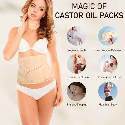 Castor Oil Pack for Detox: 100% Pure Cold-Pressed Oil in Glass Bottle with Cotton Wraps for Liver Support