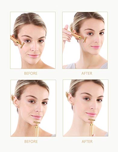 24K Gold T-Shape Facial Massager Electric Vibration Face Lift