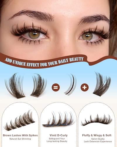 Brown Lash Clusters 12-18mm with Spikes & Bottom Lashes