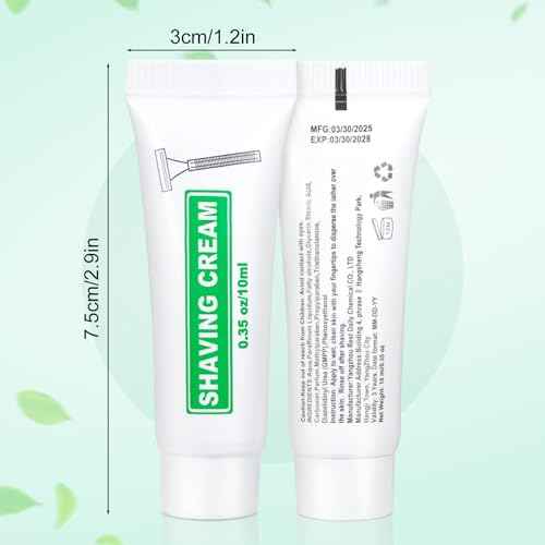 Travel Size Shaving Cream Bulk Pack of 200,Individually Wrapped 10ml/0.35fl oz Mini Disposable Shaving Cream in Bulk 1.2x2.9 inch Travel Size Toiletries Amenities for Guests,Homeless,Charity