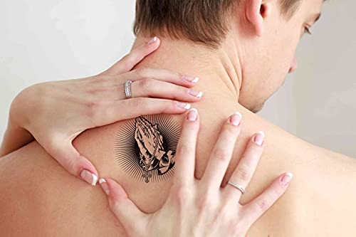 Temporary Tattoos Virgin Mary Praying Hands Cross 6 Sheets