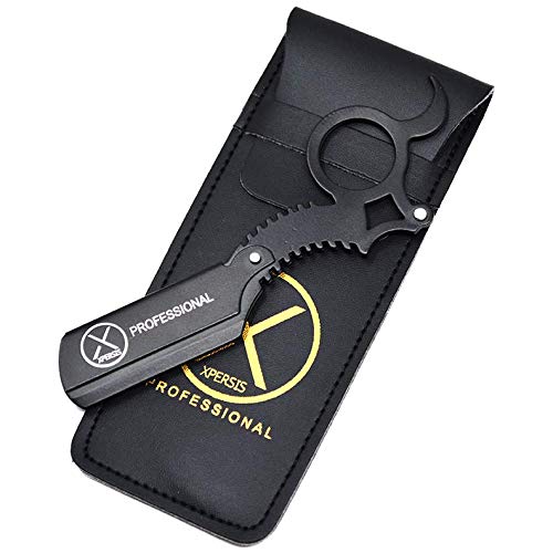 Professional Finger Insert Handle German Made Barber Straight Edge Shaving Razor Black (Dragon)