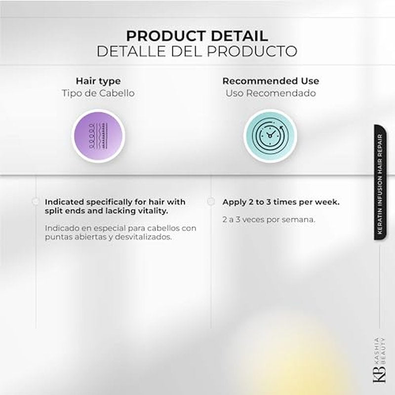 Kashia Beauty Keratin Infusion Leave-In Treatment 2 oz - Anti-Breakage, Split Ends Repair