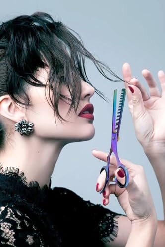 Professional Hair Thinning Scissors with Serrated Teeth & Leather Pouch