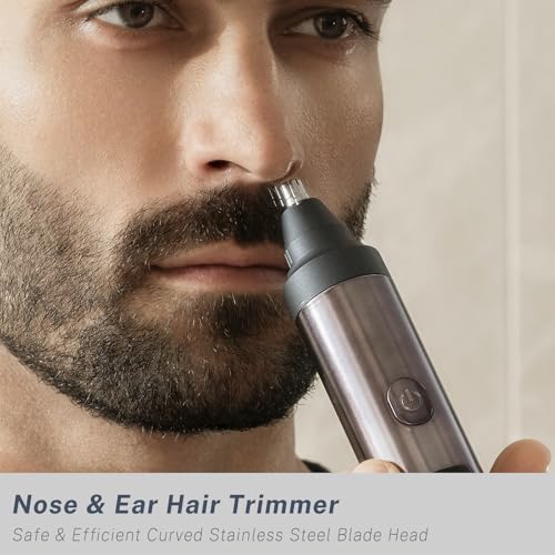 Beard Trimmer for Men, All-in-One Professional Hair Clippers and Foil Shavers Set with Nose Body Hair Trimmers, Precision Dial Adjustable 20 Settings, IPX7 Waterproof Wet and Dry, USB-C Charge Base