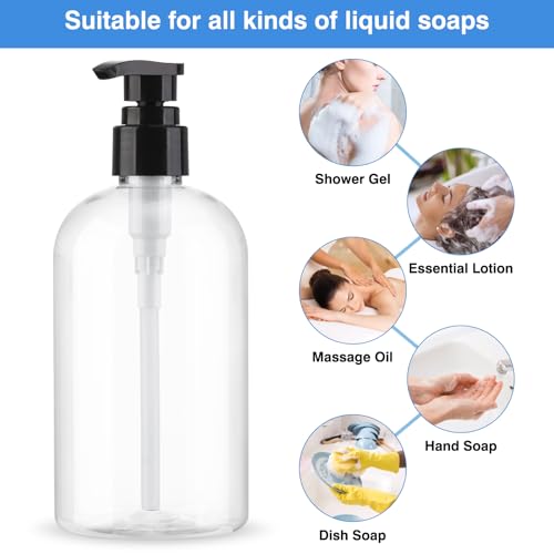 300ml Empty Pump Bottles 2 Pack Clear Plastic Dispenser