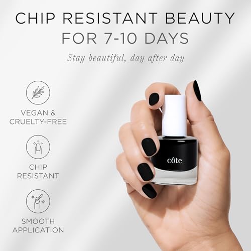 Cote Beauty Raven Black Nail Polish - Vegan & Long Lasting 0.27 Fl Oz