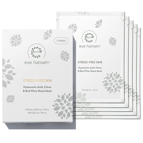 Eve Hansen Sheet Masks Set | Collagen and Hydrating Face Mask Sheet with Hyaluronic Acid, Red Wine Extract | 10x