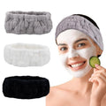 Microfiber Spa Headband 3-Pack for Face Washing & Makeup - Soft Terry Cloth in Black, Gray, White