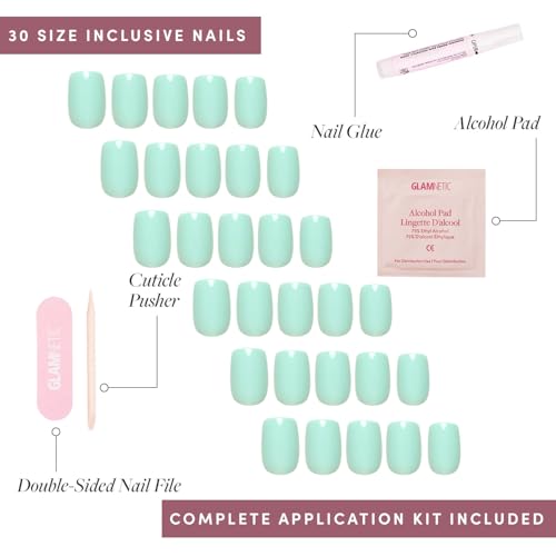 Glamnetic Soft Teal Press On Nails - 30 Piece Kit