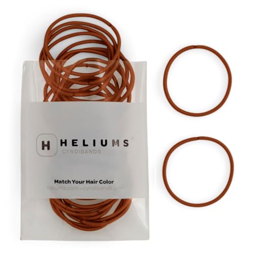 Heliums Copper 2mm Hair Elastics (1.75 inch) - Thin Hair Ties, 40 Count, No Damage