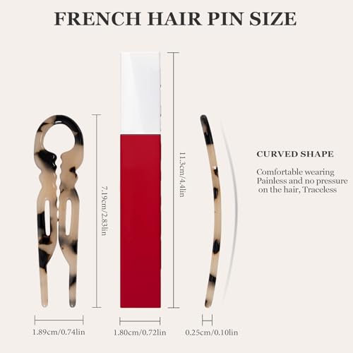 Sunolga Small French Hair Pins – 10 Pack, Curved, Anti-Slip, All Hair Types