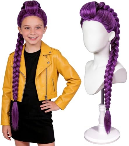 33.5" Purple Braided Wig for Kids with Adjustable Cap