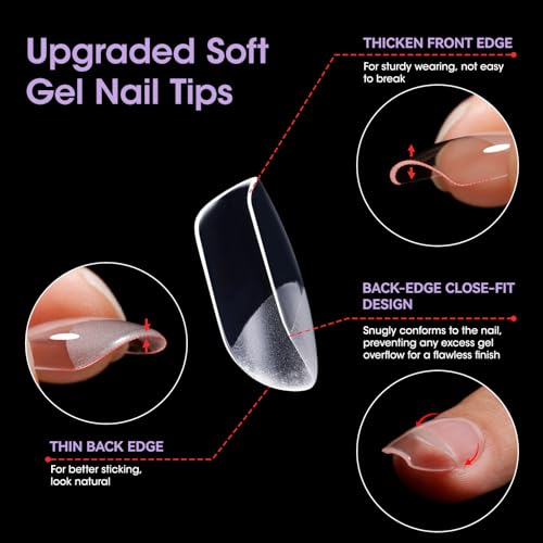 Gellen Extra Short Square Nail Tips - 504pcs Clear Press-On Nails