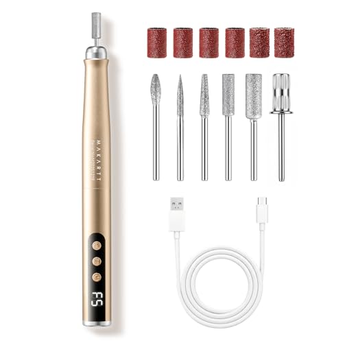Makartt Gold Cordless Nail Drill for Beginners 25000RPM Slim E-File Kit