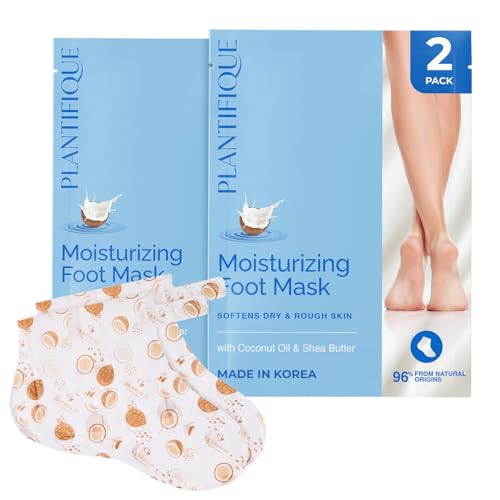 PLANTIFIQUE Hydrating Foot Mask Socks for Dry Cracked Feet - 2 Pairs
