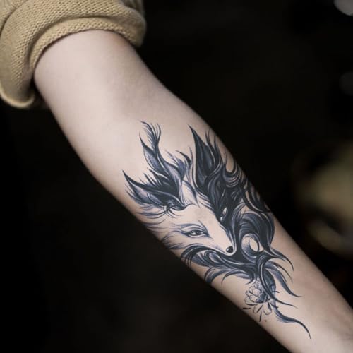 Fox Wolf Temporary Tattoo Stickers - 2 Sheets, Waterproof, 5-7 Days